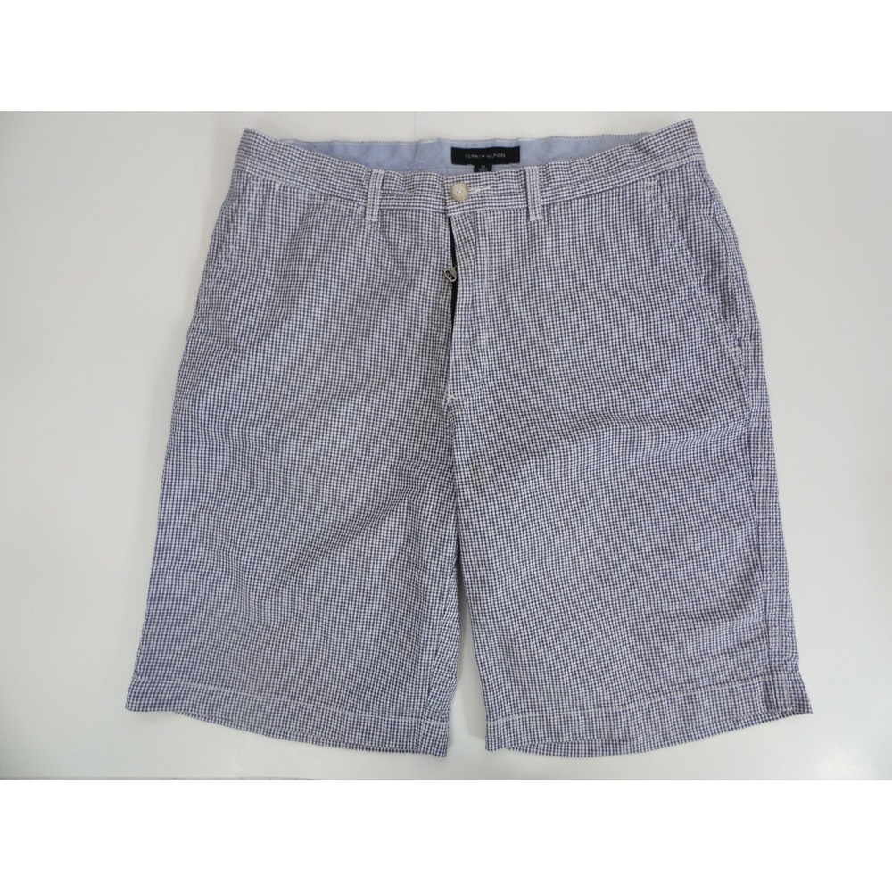 Tommy‎ Hilfiger Seersucker Classic Straight Shorts Mens 34 X 10 Flat Front Chino